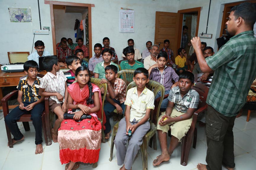 Special session for children at the man-elephant conflict location